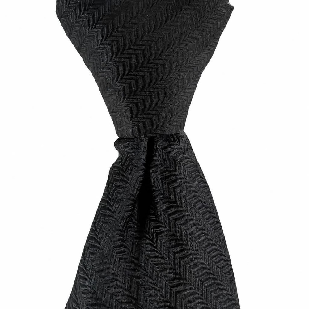 Mens Black Herringbone Pre Tied Zipper Tie Adjustable Easy Zip Necktie 20 Inch